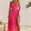 Sarina Fuchsia Ruffle Maxi Dress