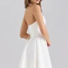 Sasha White Stretch Cotton Halter Neck Mini Dress