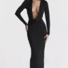 Saskia Black Draped Maxi Dress