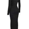 Saskia Black Draped Maxi Dress