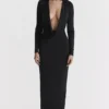 Saskia Black Draped Maxi Dress