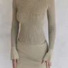 Savannah Taupe Knit Long Sleeve Top