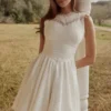 Scarlett White Embroidered Cotton Lace Trim Mini Dress