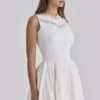 Scarlett White Embroidered Cotton Lace Trim Mini Dress