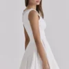 Scarlett White Embroidered Cotton Lace Trim Mini Dress