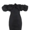 Selena Black Satin Puff Shoulder Dress