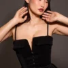 Selina Black Velvet Tulle Mini Dress