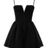 Selina Black Velvet Tulle Mini Dress