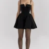Selina Black Velvet Tulle Mini Dress