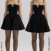 Selina Black Velvet Tulle Mini Dress