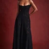 Seren Black Floral Lace Back Maxi Dress