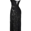 Seren Black Floral Lace Back Maxi Dress