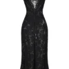 Seren Black Floral Lace Back Maxi Dress