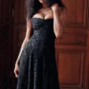 Seren Black Floral Lace Back Maxi Dress