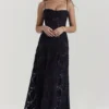 Seren Black Floral Lace Back Maxi Dress