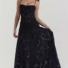 Seren Black Floral Lace Back Maxi Dress