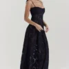 Seren Black Floral Lace Back Maxi Dress