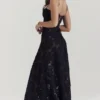 Seren Black Floral Lace Back Maxi Dress