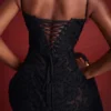 Seren Black Floral Lace Back Maxi Dress