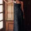 Seren Black Floral Lace Back Maxi Dress