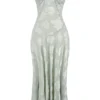 Seren Pistachio Floral Lace Back Maxi Dress