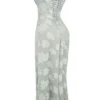 Seren Pistachio Floral Lace Back Maxi Dress