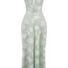 Seren Pistachio Floral Lace Back Maxi Dress