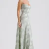 Seren Pistachio Floral Lace Back Maxi Dress