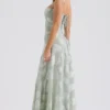 Seren Pistachio Floral Lace Back Maxi Dress