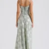 Seren Pistachio Floral Lace Back Maxi Dress
