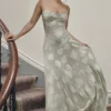 Seren Pistachio Floral Lace Back Maxi Dress
