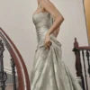 Seren Pistachio Floral Lace Back Maxi Dress