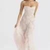 Seren Soft Pink Floral Lace Back Maxi Dress