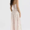 Seren Soft Pink Floral Lace Back Maxi Dress