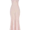 Seren Soft Pink Floral Lace Back Maxi Dress