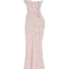 Seren Soft Pink Floral Lace Back Maxi Dress