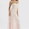 Seren Soft Pink Floral Lace Back Maxi Dress