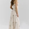 Seren Vanilla Embroidered Hand Beaded Floral Maxi Dress