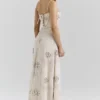 Seren Vanilla Embroidered Hand Beaded Floral Maxi Dress