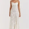Seren Vintage Cream Floral Lace Back Maxi Dress