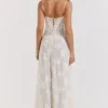 Seren Vintage Cream Floral Lace Back Maxi Dress