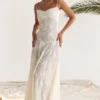 Seren Vintage Cream Floral Lace Back Maxi Dress