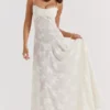 Seren Vintage Cream Floral Lace Back Maxi Dress