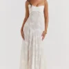 Seren Vintage Cream Floral Lace Back Maxi Dress