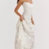 Seren Vintage Cream Floral Lace Back Maxi Dress