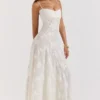Seren Vintage Cream Floral Lace Back Maxi Dress
