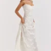 Seren Vintage Cream Floral Lace Back Maxi Dress
