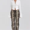 Serina Snake Print Vegan Leather Trousers