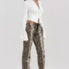 Serina Snake Print Vegan Leather Trousers