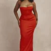Shani Red Satin Corset Maxi Dress